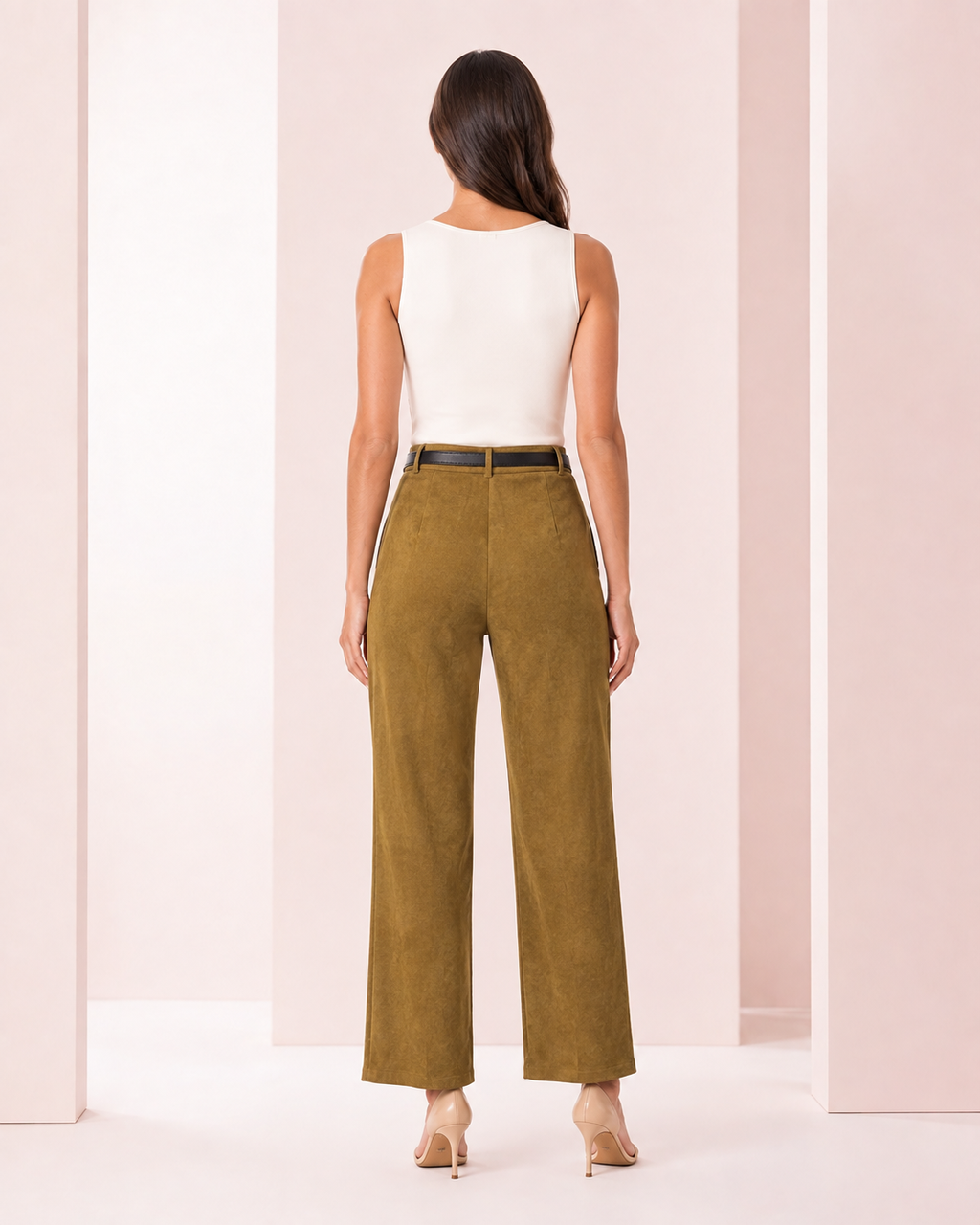 Pantalón Gamuza con Cinturón Café