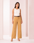 Pantalón Gamuza con Cinturón Camel
