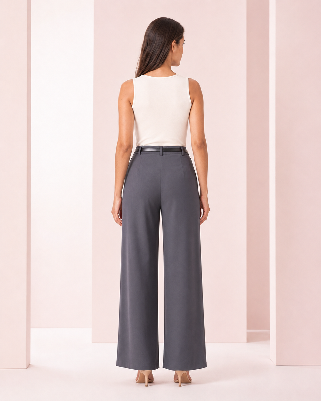 Pantalón Sastrero Gris Azulado con Cinturón