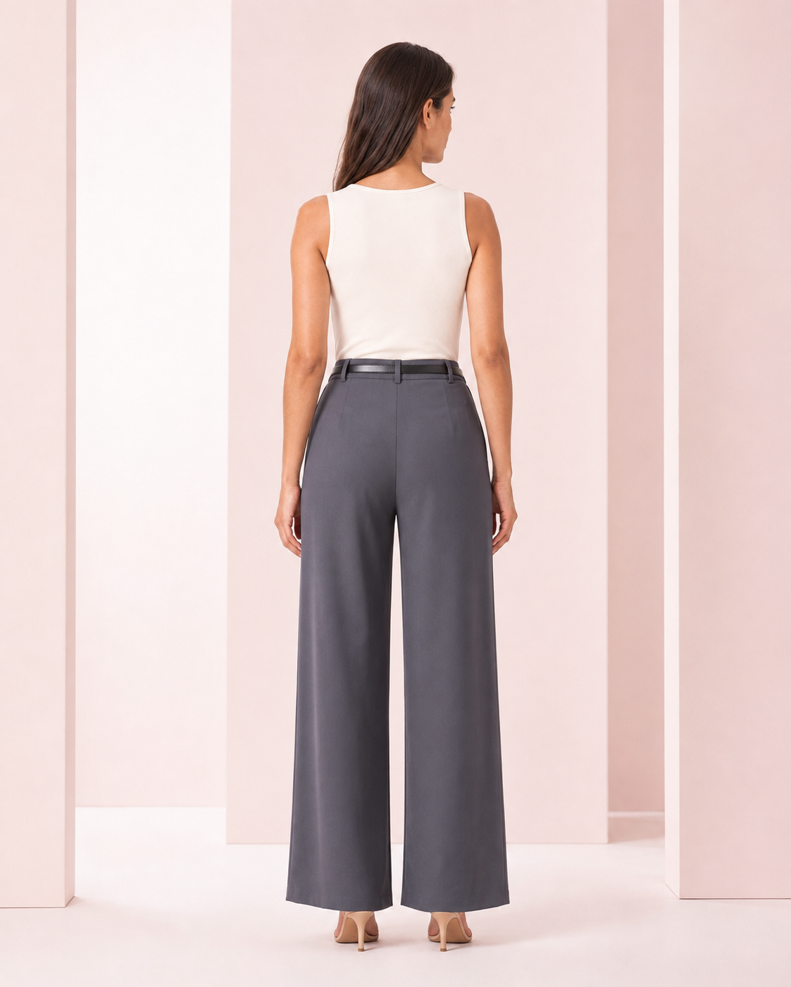 Pantalón Sastrero Gris Azulado con Cinturón