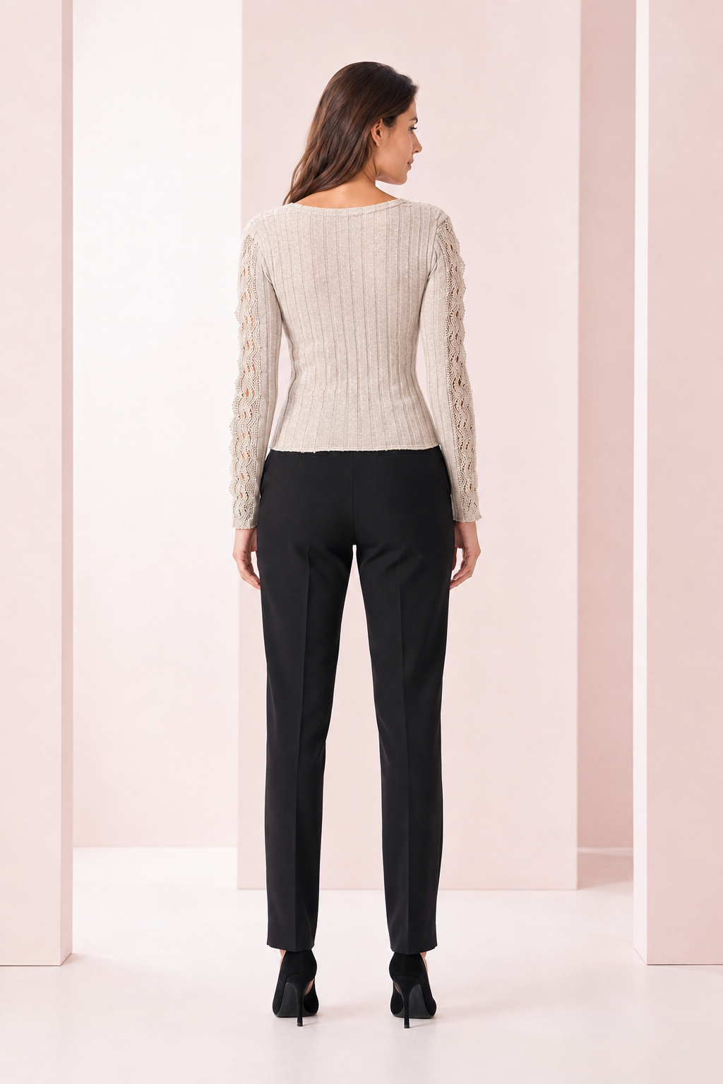 Blusa Escote Cruzado con Encaje Gris Perla