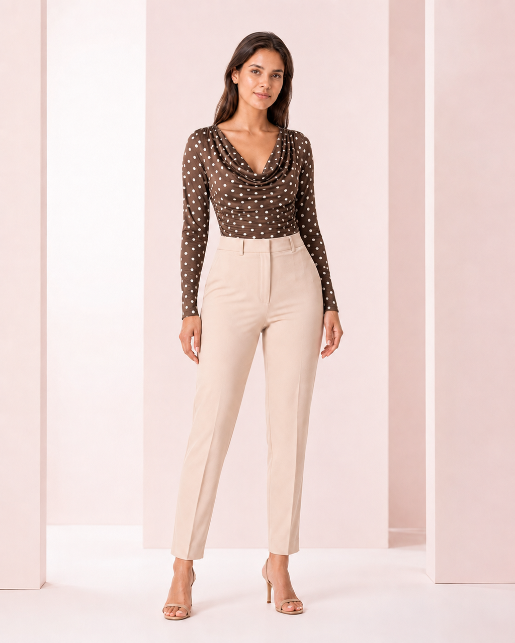Blusa Drapeada Lunares Chocolate