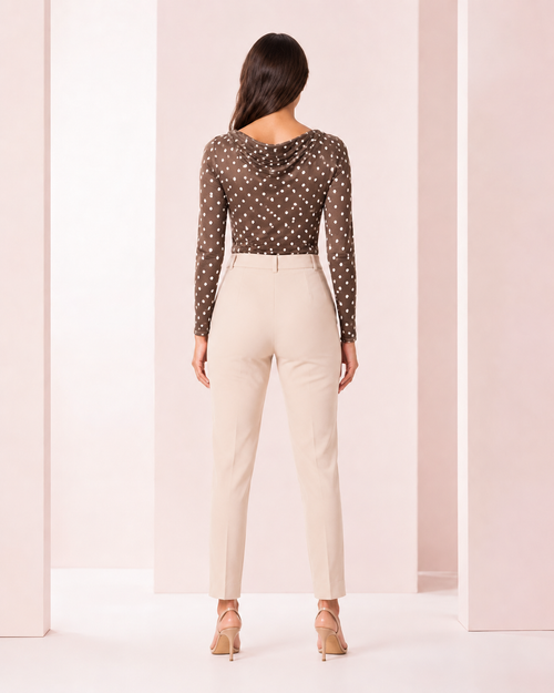 Blusa Drapeada Lunares Chocolate