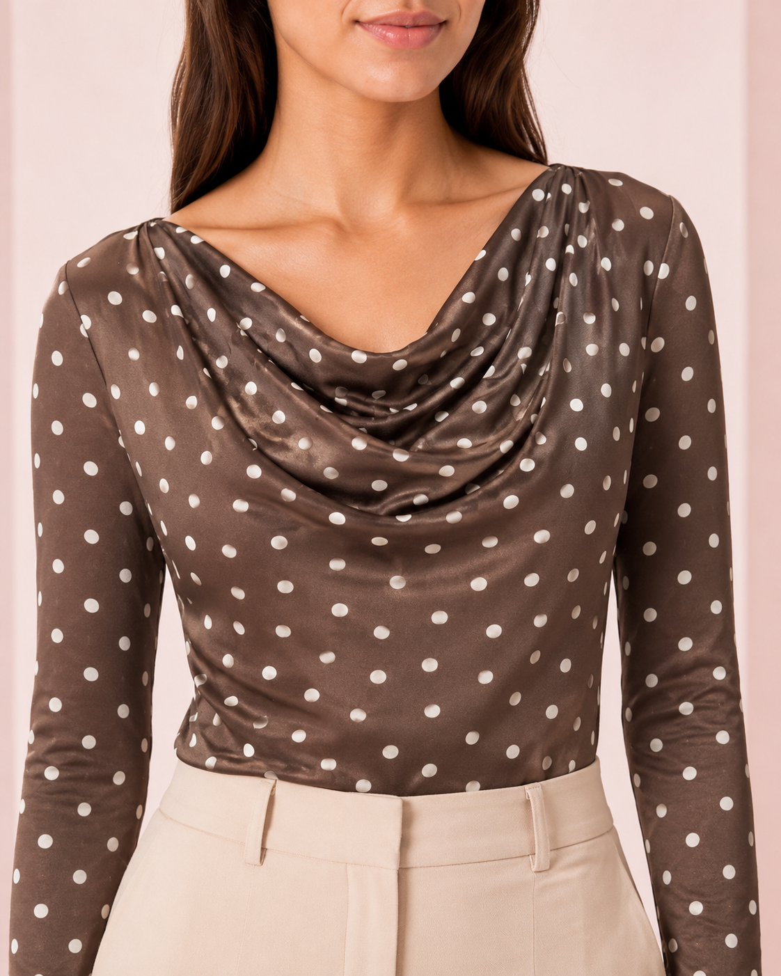 Blusa Drapeada Lunares Chocolate