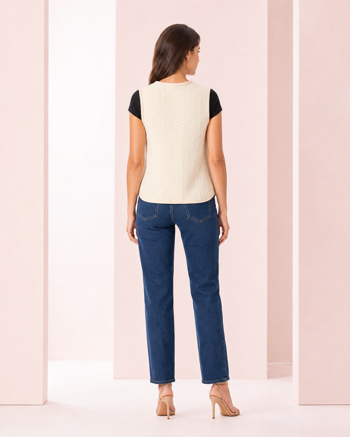 Chaleco Beige Texturizado Elegance