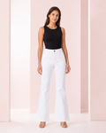 Jeans Flare Elasticado Blanco