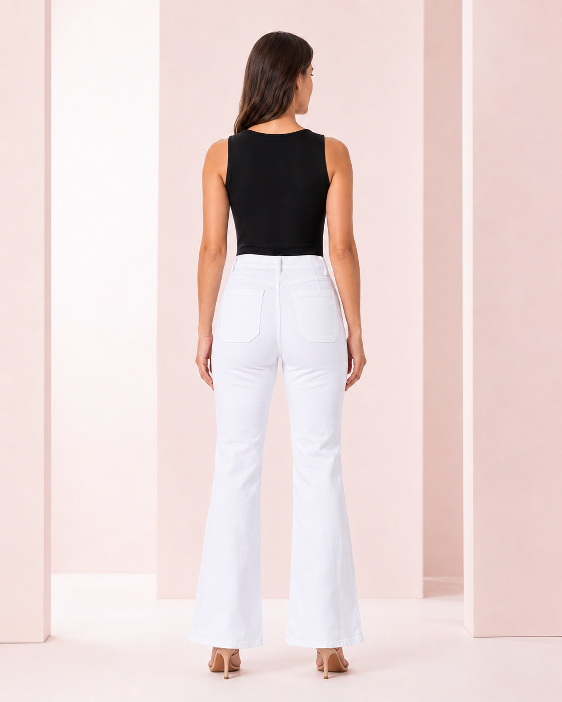 Jeans Flare Elasticado Blanco