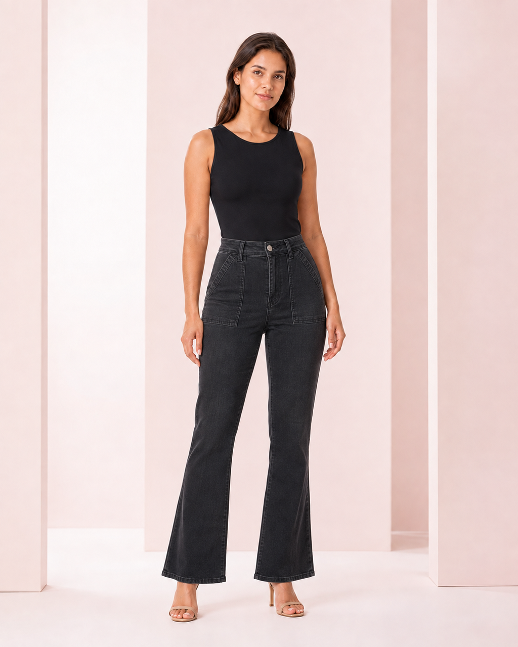 Jeans Flare Elasticado Negro