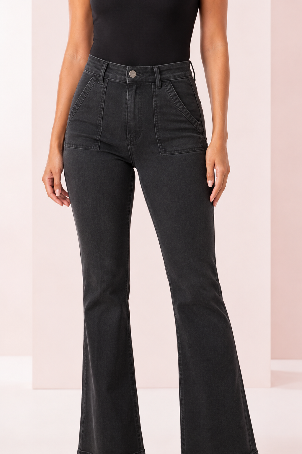 Jeans Flare Elasticado Negro