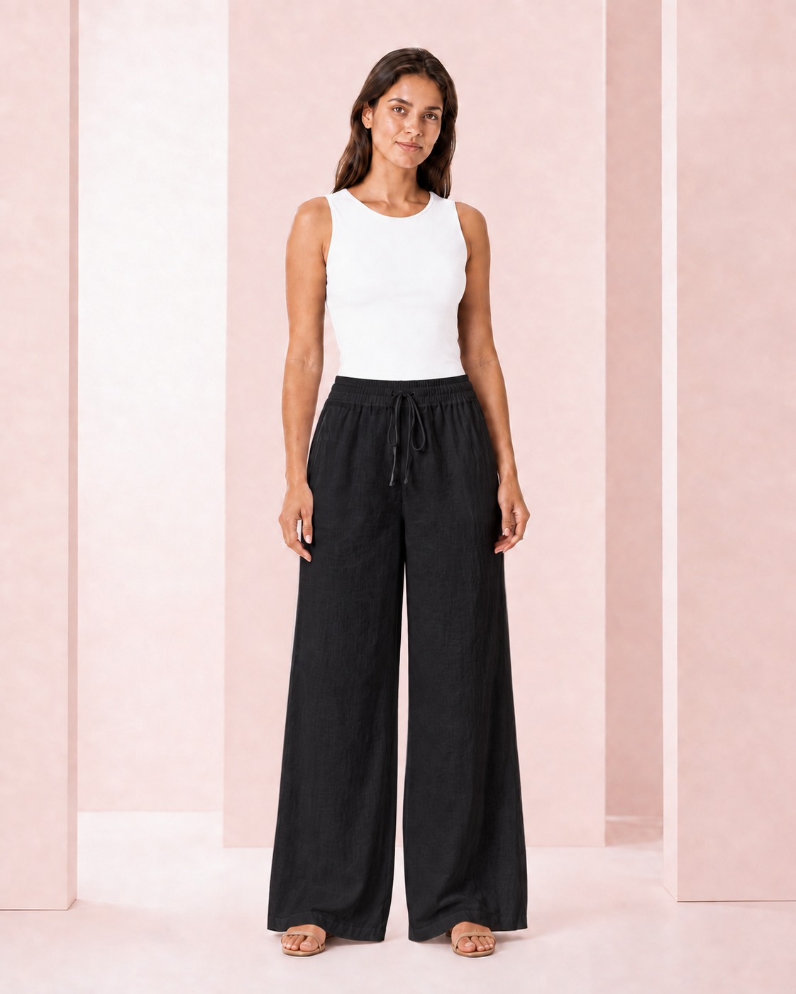 Pantalón Palazzo de Lino Negro