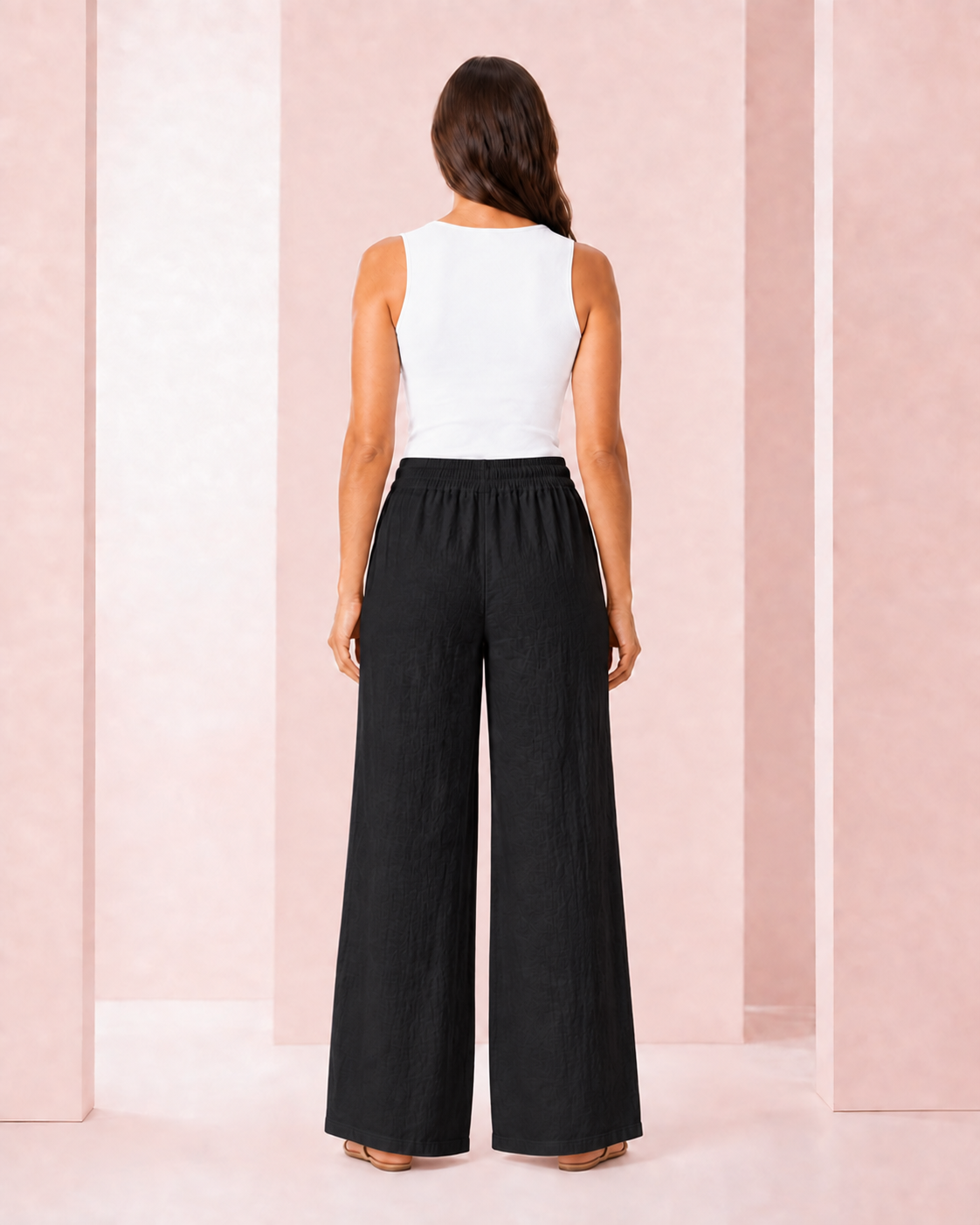Pantalón Palazzo de Lino Negro