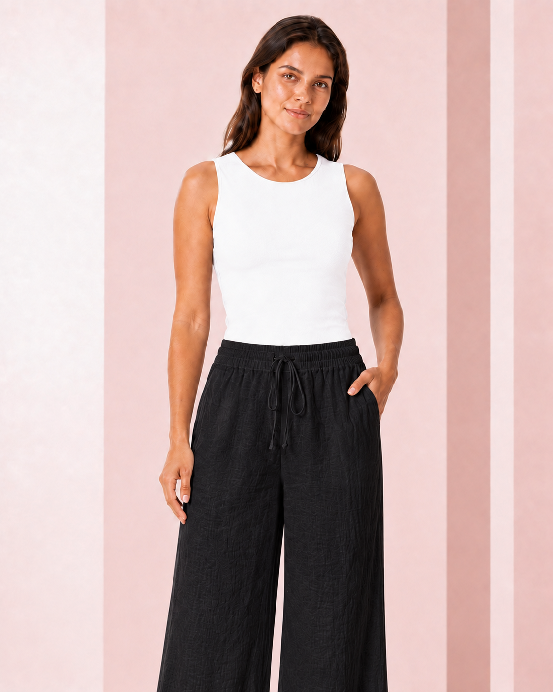 Pantalón Palazzo de Lino Negro