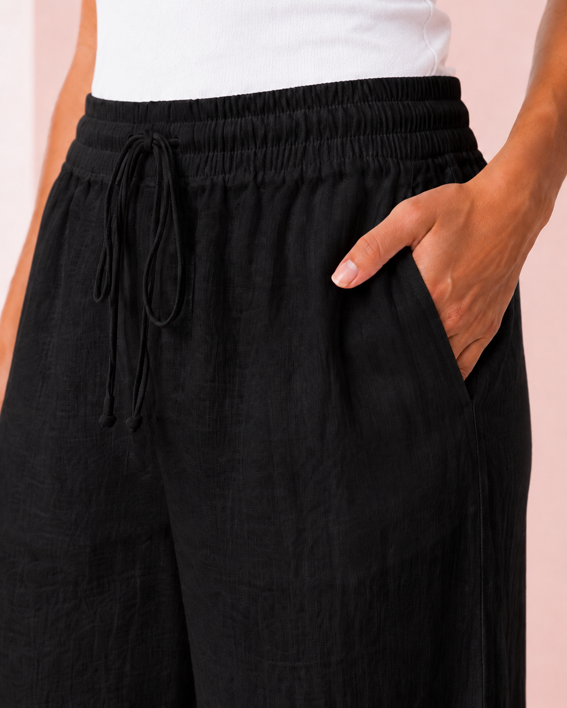 Pantalón Palazzo de Lino Negro