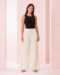 Pantalón Palazzo de Lino Beige