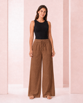 Pantalón Palazzo de Lino Café