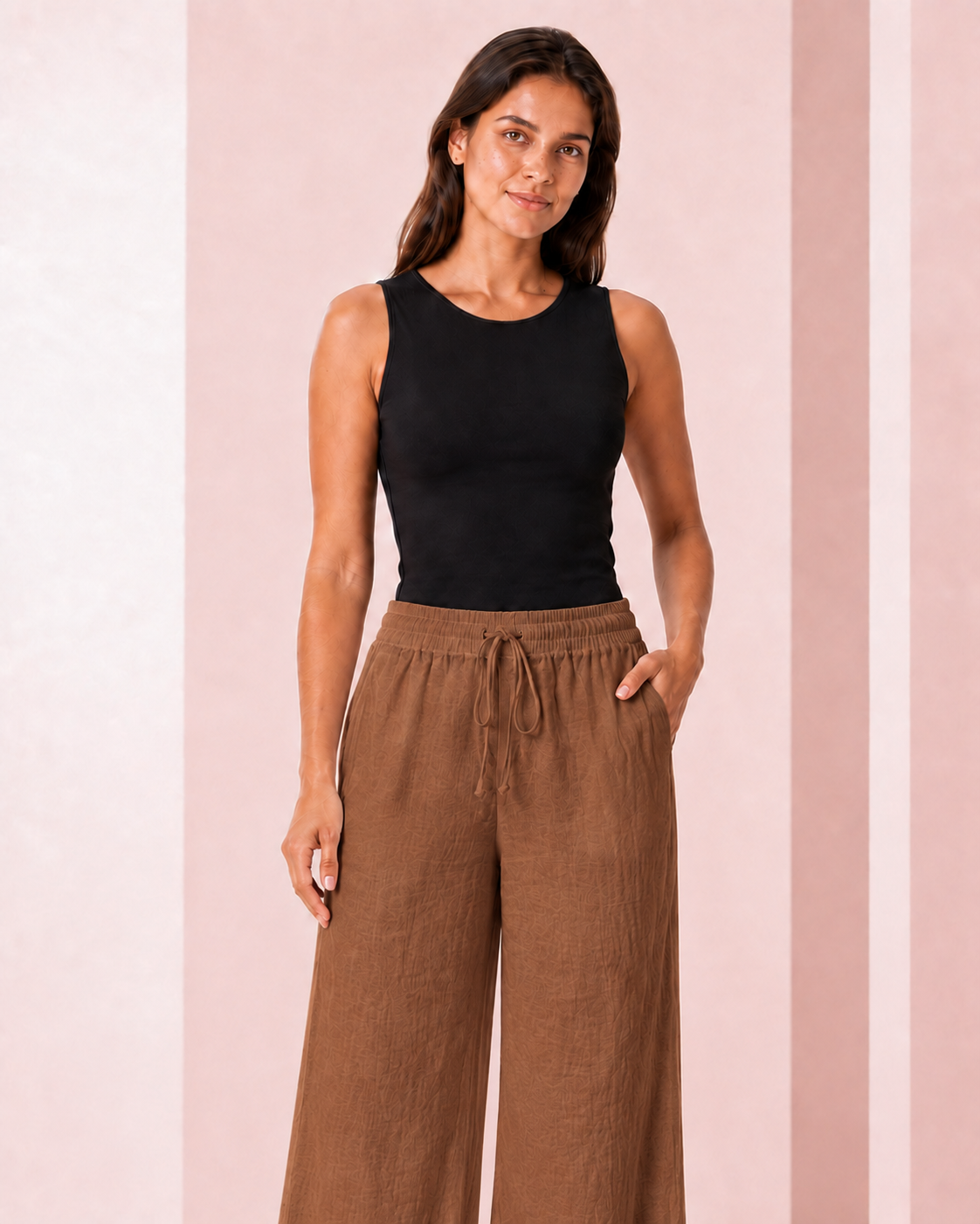 Pantalón Palazzo de Lino Café